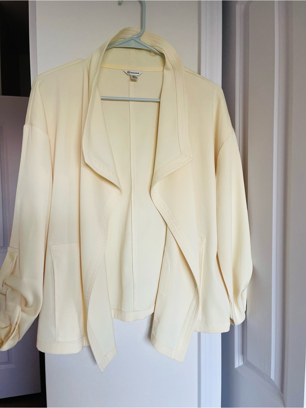 Cream Open-Front Draped Blazer Jacket - Versatile Women's Layering